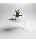 Set tavoli 70x25h50 e 65x25h40  impilabili in plexiglass trasparente