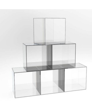 Cubo vitrina 40x35x40 cm contenedor de suelo en metacrilato transparente