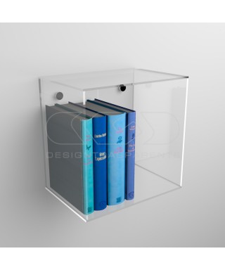 Cube shelf cm 25 in transparent acrylic wall display unit.