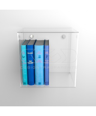 Cube shelf cm 35 in transparent acrylic wall display unit