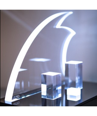 Presepe moderno stilizzato in plexiglass trasparente illuminato a led