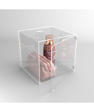 Cubo vitrina 30 cm en metacrilato transparente expositor de suelo
