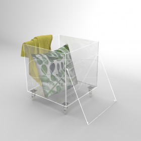 Transparent Acrylic cube 35 cm container and small table with wheels.