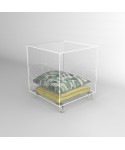 Cubo contenedor cm 40 mesa de metacrilato transparente con ruedas.