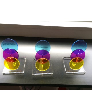 5 Trofei in plexiglass su misura con personalizzazione stampa diretta