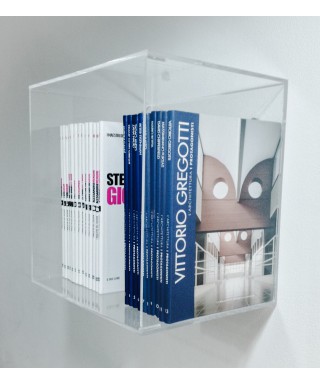 Cube shelf cm 35 in transparent acrylic wall display unit.