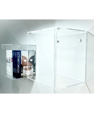 Mensola Cubo cm 35 in plexiglass trasparente espositore da parete.