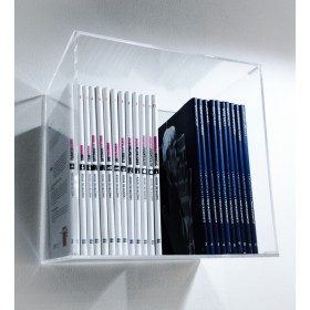 Cube shelf cm 35 in transparent acrylic wall display unit.