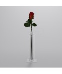 Vaso monofiore in plexiglass trasparente minimalista ed elegante.