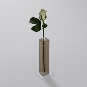 Minimalist and elegant transparent brown acrylic single-flower vase