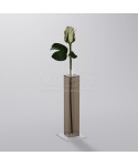 Florero monofloral de metacrilato marrón transparente minimalista.