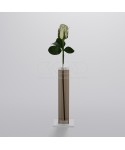 Vaso monofiore in plexiglass marrone trasparente minimalista elegante.