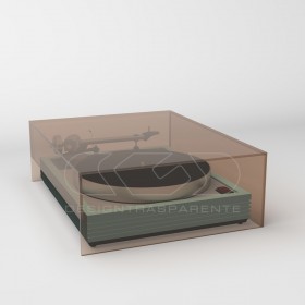 Turntable cover box W40 D40 H20 transparent or smoked acrylic.