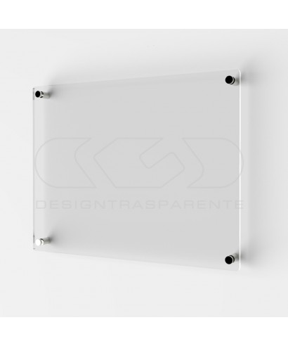 Targa 5 mm plexiglass trasparente su misura rettangolare 4 distanziali