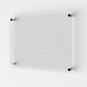 Targa 5 mm plexiglass trasparente su misura rettangolare 4 distanziali