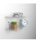 Floating bedside table 35x15cm double acrylic shelf C-shaped model.