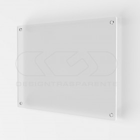 Placa rectangular metacrilato transparente de grueso 4 distanciadores.