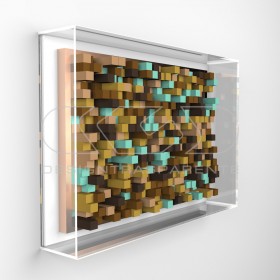 Low-relief paintings cm 25 protection case acrylic frame.