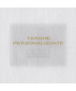 Targa 5 mm plexiglass trasparente su misura rettangolare 4 distanziali