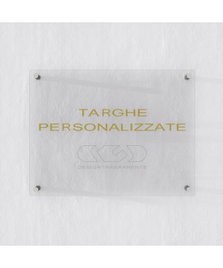 Targa alto spessore plexiglass trasparente rettangolare 4 distanziali.
