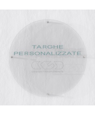 Targa 3 mm plexiglass trasparente su misura circolare per esterno.