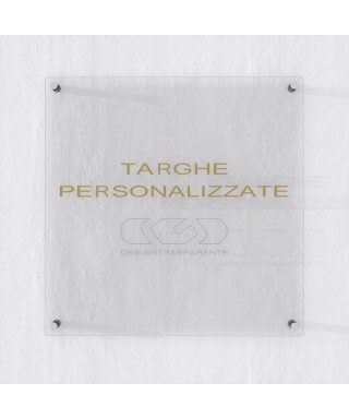 Targa 5 mm plexiglass trasparente su misura quadrata per esterno.