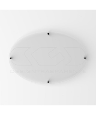 Plaque transparent acrylic high thickness oval 4 spacers.