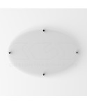 Targa alto spessore plexiglass trasparente ovale 4 distanziali.