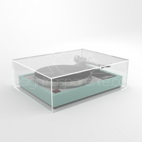 Turntable cover box W55 D45 H20 transparent or smoked acrylic.