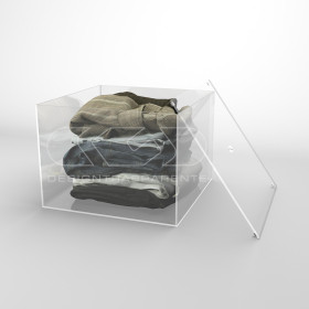 Transparent acrylic container box 30x25 cm in various heights.
