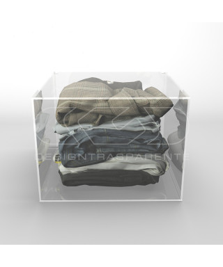 Caja contenedora de metacrilato transparente de 30x30 varias alturas.
