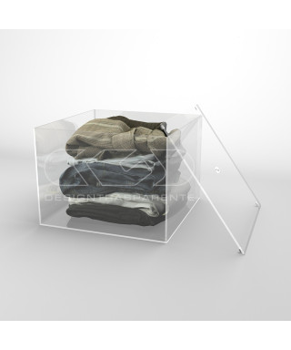 Caja contenedora de metacrilato transparente de 30x30 varias alturas.