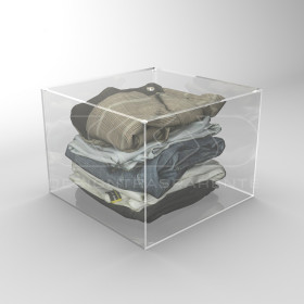 Transparent acrylic container box 40x40 cm in various heights.