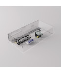 Transparent acrylic container box 50x45 cm in various heights.