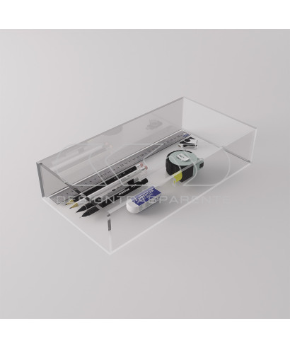 Scatola contenitore cm 55x20 in plexiglass trasparente varie altezze.