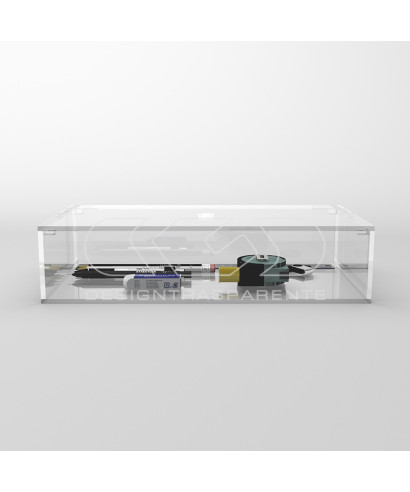 Scatola contenitore cm 65x10 in plexiglass trasparente varie altezze.