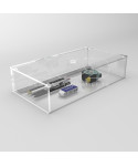 Transparent acrylic container box 65x30 cm in various heights.