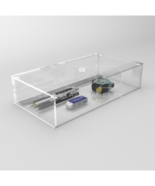 Transparent acrylic container box 70x15 cm in various heights.