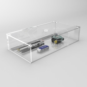 Transparent acrylic container box 70x40 cm in various heights.