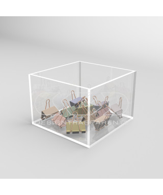 Transparent acrylic container box 20x20 cm in various heights.
