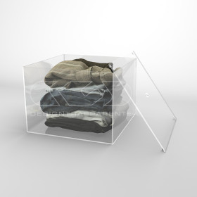 Transparent acrylic container box 80x25 cm in various heights.
