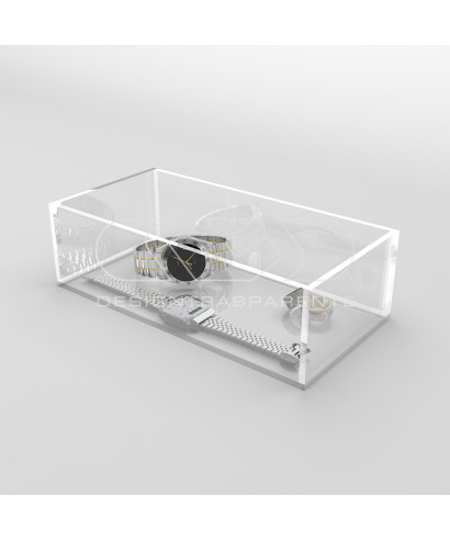 Caja contenedora de metacrilato transparente de 25x15 varias alturas.