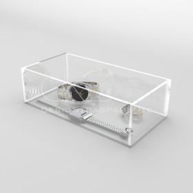 Caja contenedora de metacrilato transparente de 25x15 varias alturas.
