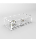 Transparent acrylic container box 50x45 cm in various heights.