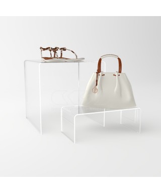 Acrylic 40 cm display stand products riser for showrooms and shops.