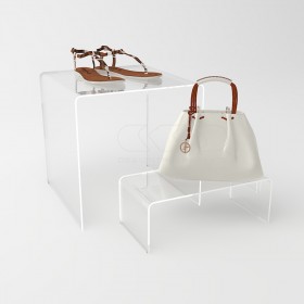Acrylic 40 cm display stand products riser for showrooms and shops.