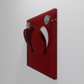 Gancio appendiabiti da muro Cuore in plexiglass rosso trasparente.