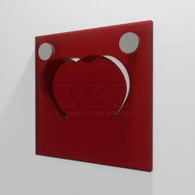 Gancio appendiabiti da muro Cuore in plexiglass rosso trasparente.