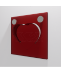 Transparent red Plexiglass heart-shaped wall hook.