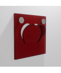Transparent red Plexiglass heart-shaped wall hook.